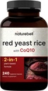 Rød Gær Rice med CoQ10, 240 Veggie Kapsler Note 124; Advanced Heart Health Herbal Supplement - Antioxidant Support for Energy & Heart Health - Non- GMO