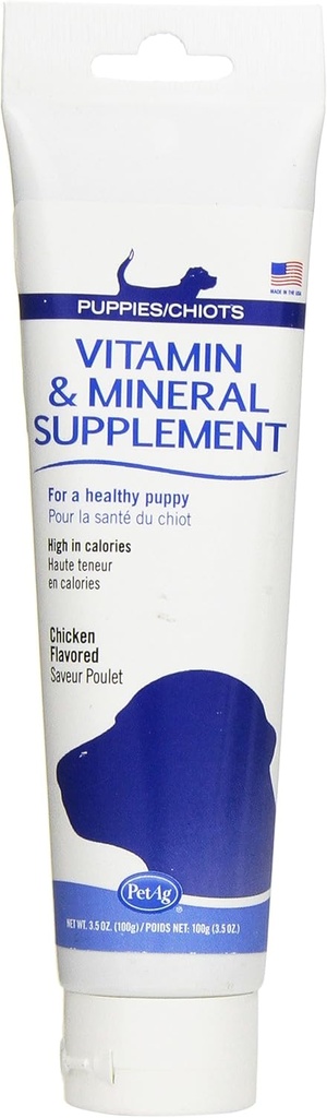 PetAg Vitamin and Mineral Supplement for Puppies Chicken Gel, 3-1/2-Ounce