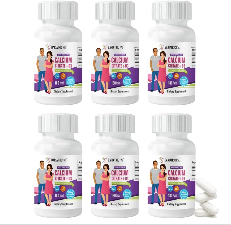 BariatricPal Easy Swallow Calciumcitrat (600 mg) og D3 overtrukne tabletter (180-dages forsyning)