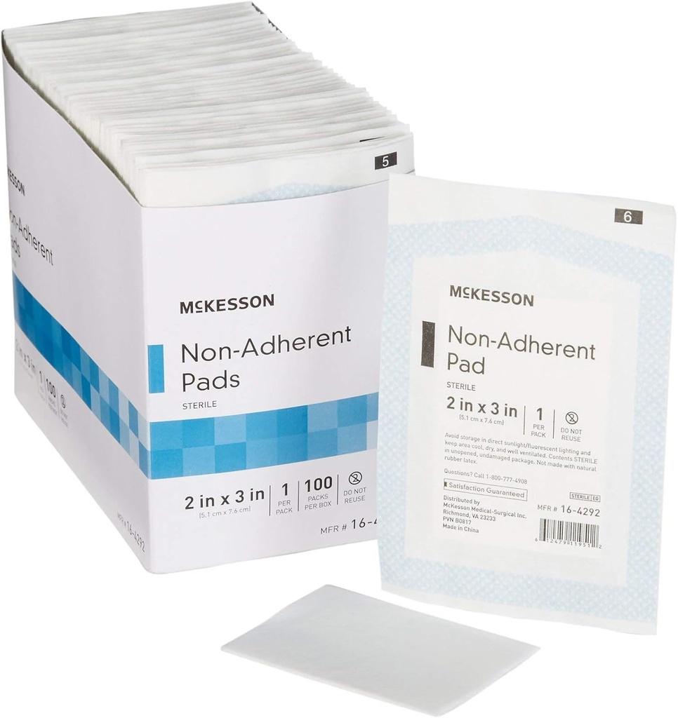 McKesson Non- Adherent Dressing Pads, Steril, Nylon / Polyester, 2 in x 3 in, 100 Greve, 1 Pack