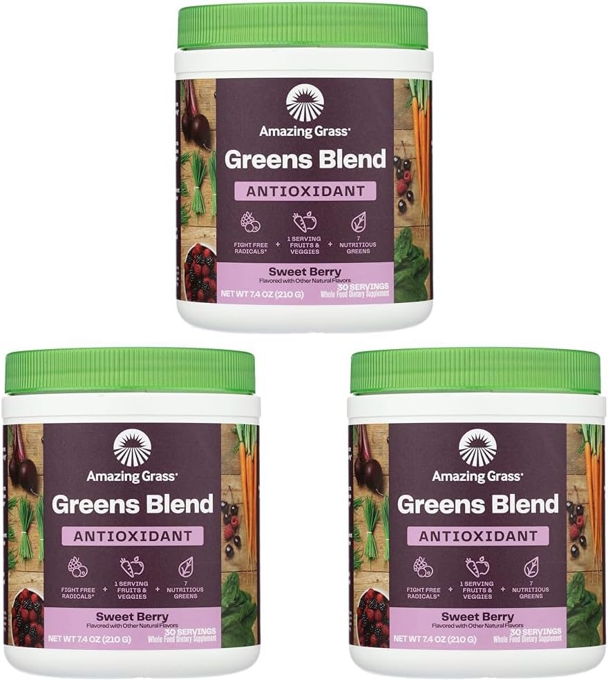 Amazing Grass Sweet Berry Antioxidant Superfood Powder, 7,4 OZ (pakke med 3)