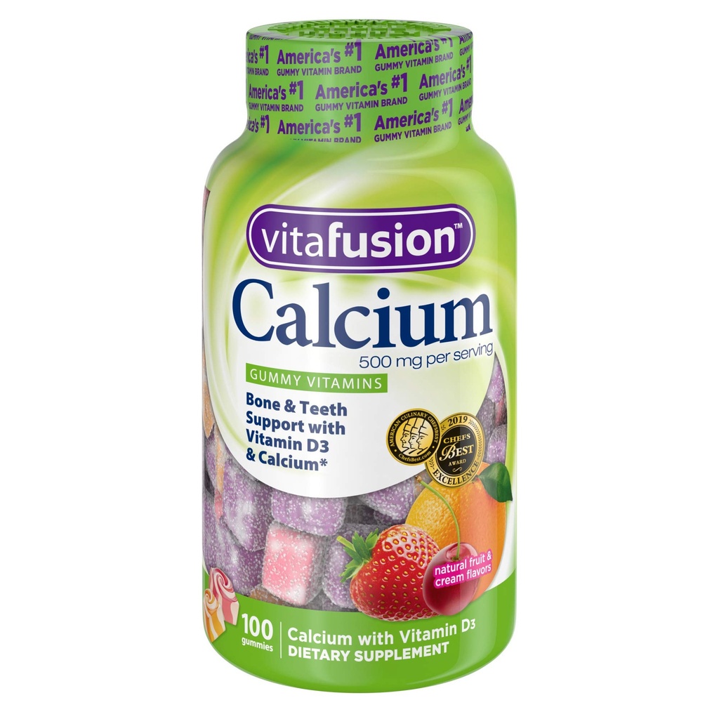 Vitafusion Calcium 500 mg, Gummy Vitamins For Adults, 100 Count