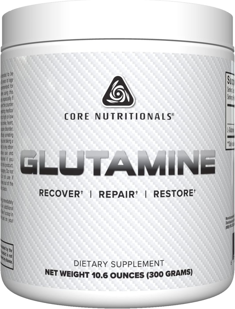 Core Nutationals Glutamin Amino Acid Budd124; Forbedre Inddrivelse & Gendanne L- Glutamin Niveauer Budd124; Immunstøtte, Muscle Build, Gut Health Budd124; 60 Serveringer (Unflavored)