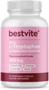 BESTVITE L- Tryptophan 500 mg med B3 & B6 (120 Vegetariske kapsler) - Ingen Fyldere - Ingen Stearates