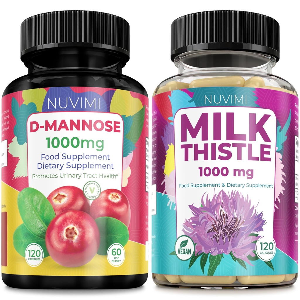 D Mannose 1000 mg & Milk Thistle 1000 mg 120 kapsler hver