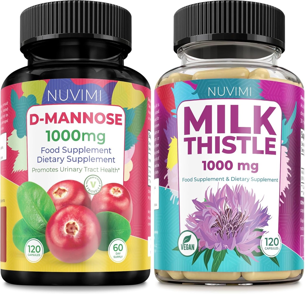 D Mannose 1000 mg & Milk Thistle 1000 mg 120 kapsler hver