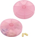 Bærbar Ugentlig Pill Organizer 7 dages piller Container, Round Pill Case Travel Friendly, Daglig Uge Pill Reminder Case, BPA- Gratis Vitamin, tillæg, Fish Oil, Medicin Planner (Pink)