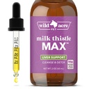 Wild Acre Milk Thistle for Dogs - Max Strength Lever Support, Cleanse & Detox - Natural Bacon Flavor - Simply Add to Food - Picky Pup Godkendt, 2 oz (60ml)