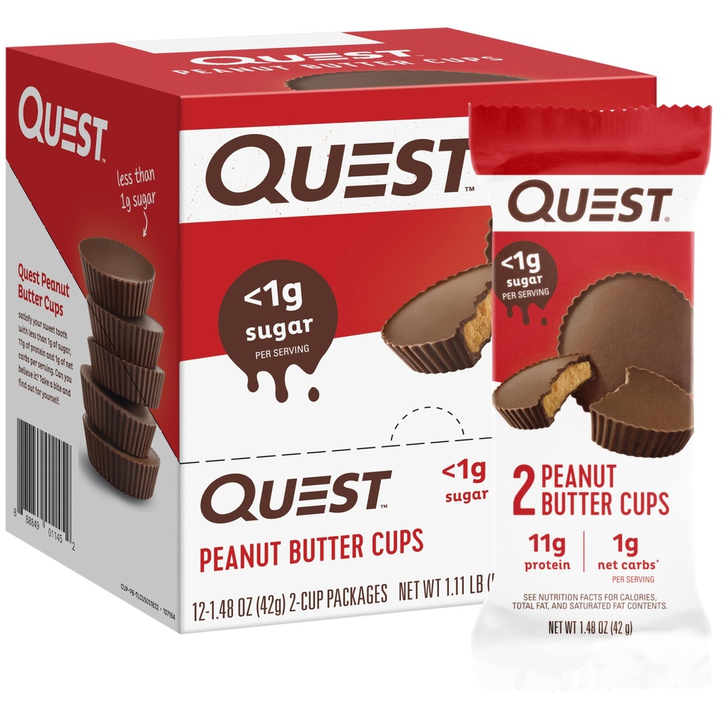 Quest Nutrition Peanut Butter Cups, 11g Protein, 1g Sugar, Low Carb, Gluten Free, Keto Friendly, 12 Greve