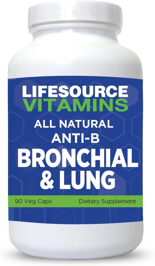LifeSource Vitaminer Alle naturlige anti-B bronkial & Lung Support - 14 Alle naturlige ingredienser - 90 kapsler - Proprietær formel