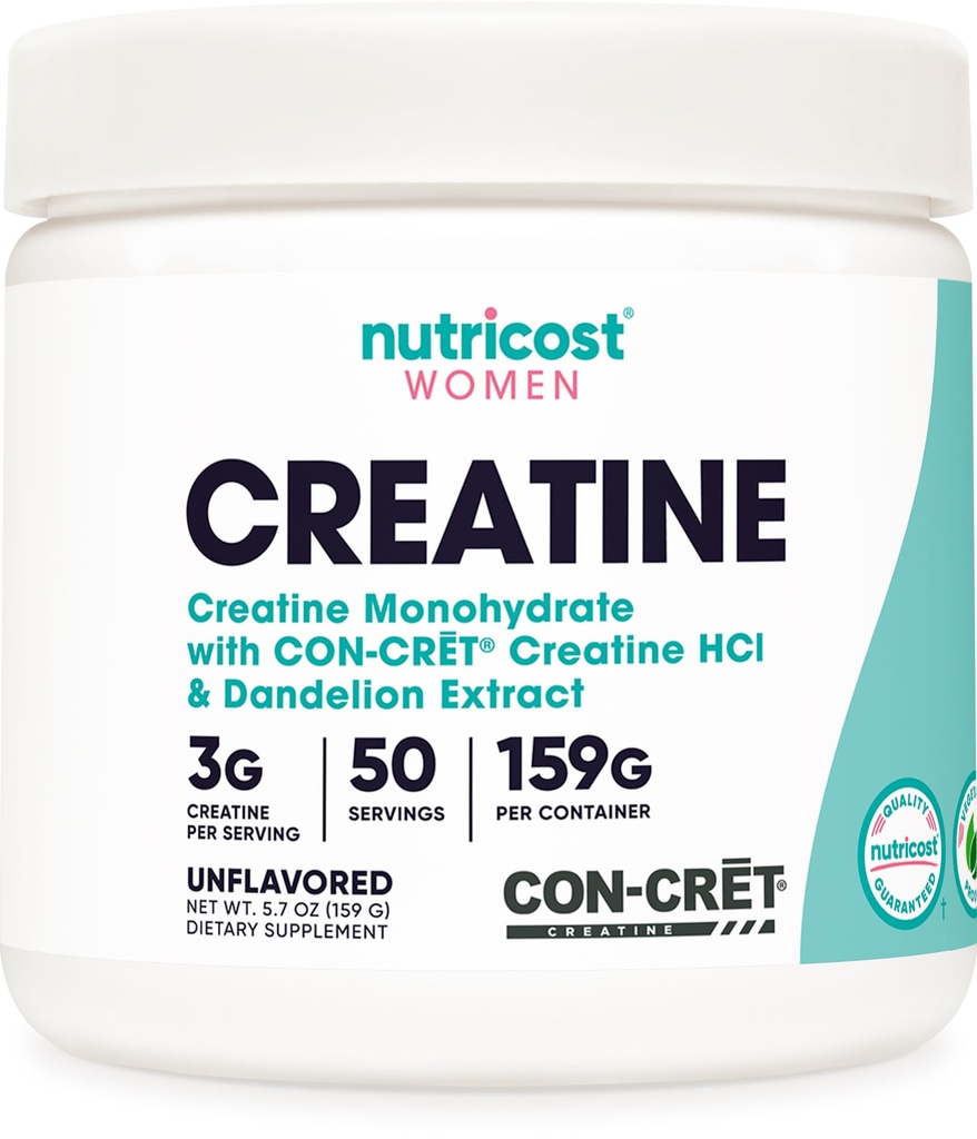 Nutricost Creatin monohydrat pulver til kvinder, Mikroniseret, Unflavored, 50 Servering - Vegetarisk, Non- GMO, Gluten fri