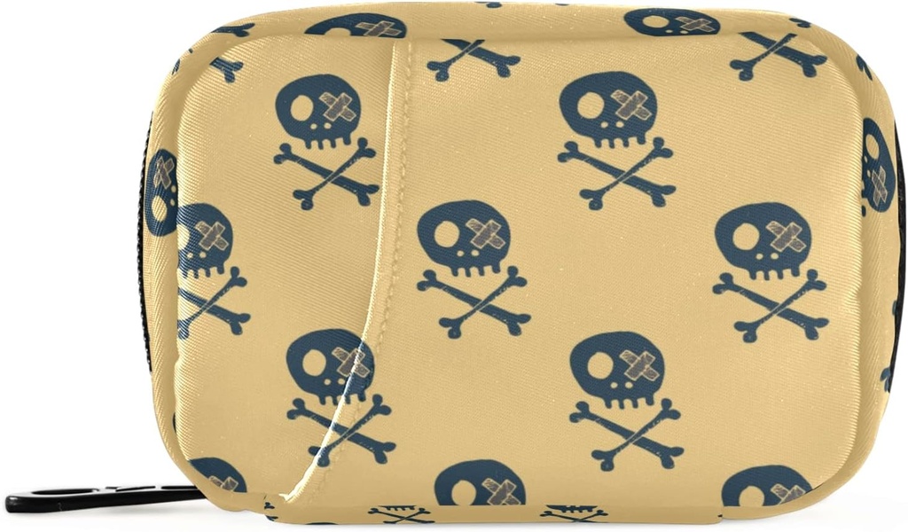 Skulls og Bones Pill Box 7 Dag Pill sag Rejse Pill Organizer Bag med lynlås Portable ugentlige sag Kompakt størrelse for Vitamin Supplement Holder