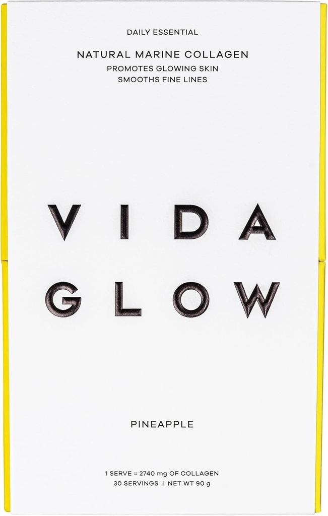Vida Glow - Natural Hydrolyzed Marine Collagen Sachets against 124; Promoes glødende hud + Smoothes Fine Lines (Ananas, 30 Sachets)