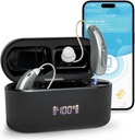 Hørehjælpemidler (ikke forstærkere), Bluetooth genopladelige høreapparater til seniorer voksne, Superior Sound Quality OTC Smart Hørehjælp med støjaflysning, Bluetooth aktiveret & App Control, 4 Modes