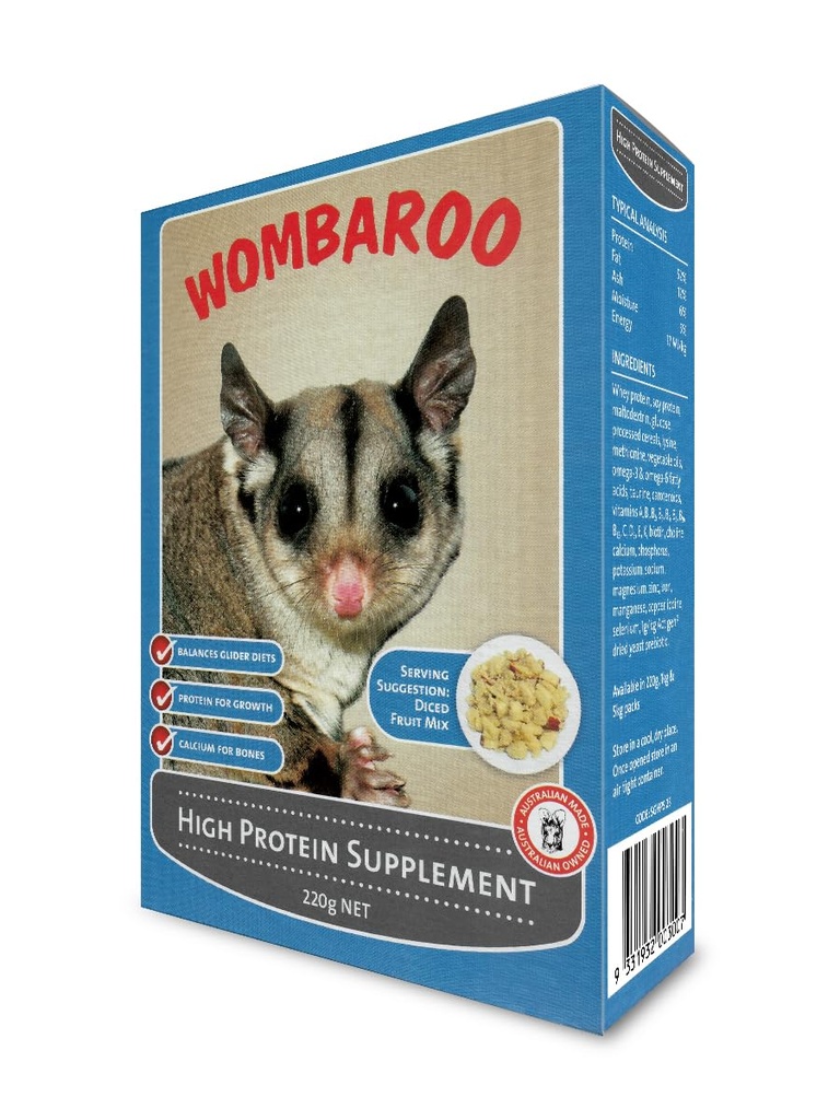 Wombaroo High Protein Supplement for sukker glidere og flyvende egern, Instant HPW - 7.7 Ounces (220 Bedste)