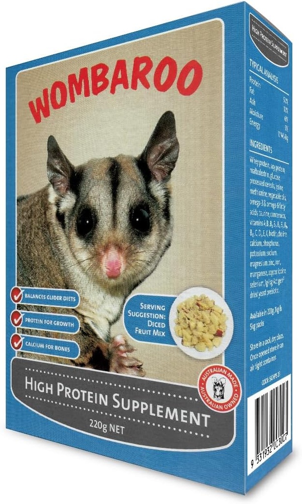 Wombaroo High Protein Supplement for sukker glidere og flyvende egern, Instant HPW - 7.7 Ounces (220 Bedste)