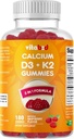 Vitamin D3 + K2 Gummies - Bone & Heart Health Support - 180 Pectin- baserede Vegan Gummies