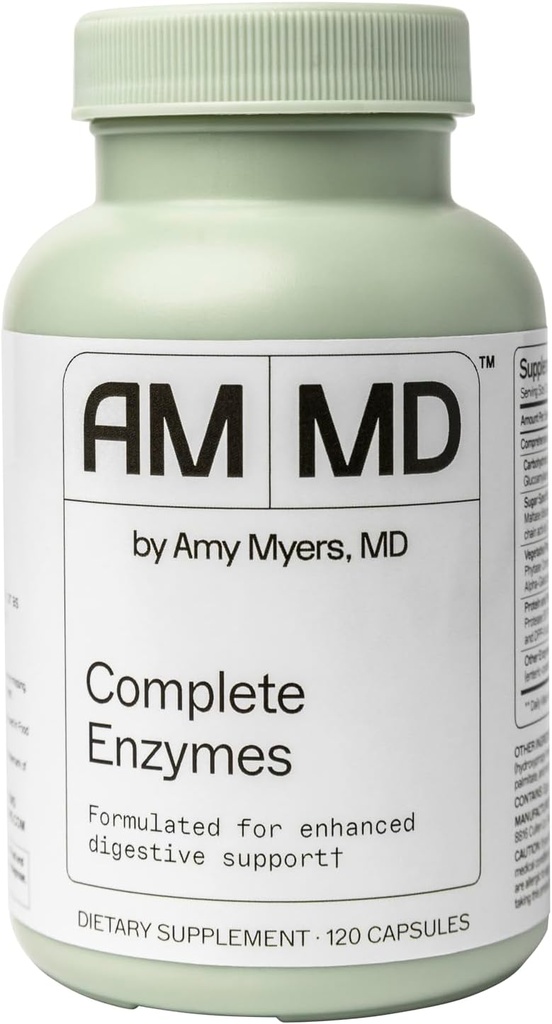 Amy Myers MD Complete Enzymes - Gut Care & fordøjelsessygdomme Support - Daglig sund mikrobiom Support Nutritional Supplement - 120 Kapsler