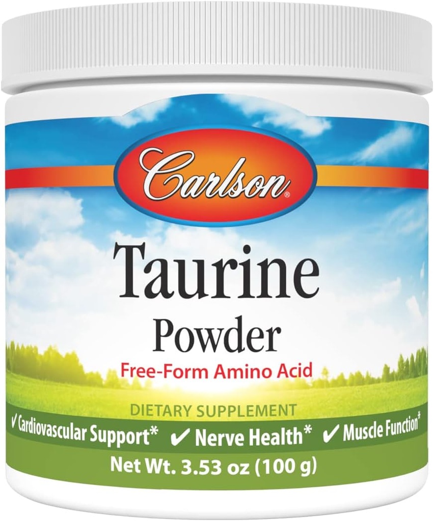 Carlson - Taurine Powder, Free- Form Aminosyre, Support, Nerve Sundhed & Muskelfunktion, 100 Bedste