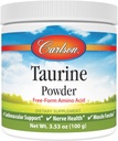 Carlson - Taurine Powder, Free- Form Aminosyre, Support, Nerve Sundhed & Muskelfunktion, 100 Bedste