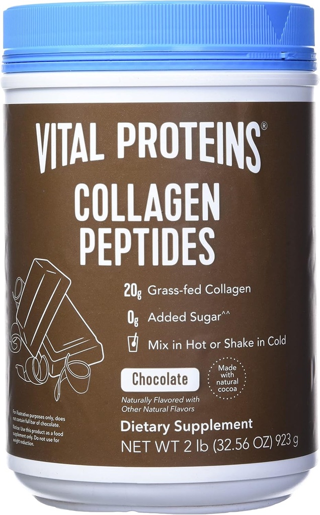 Vital Protein Collagen Peptider, Pasture Raised, Grass Fed, Paleo Friendly, Gluten / Zero Sugar Dairy Free, Chocolate, 32.56 Oz