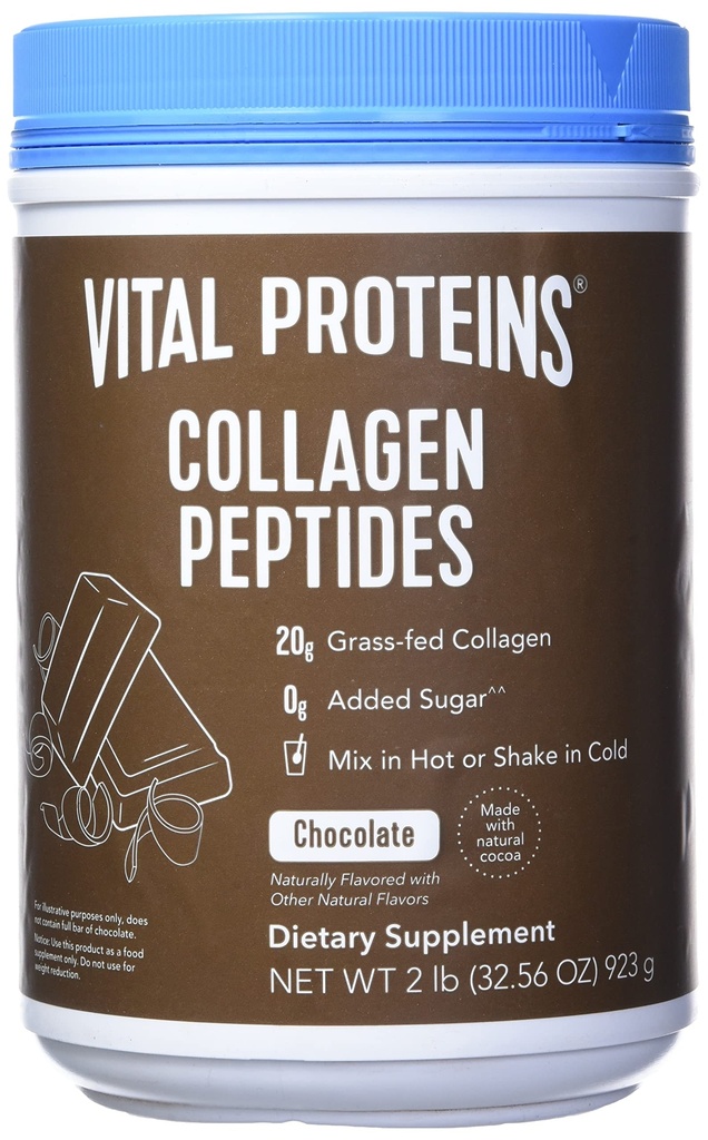 Vital Protein Collagen Peptider, Pasture Raised, Grass Fed, Paleo Friendly, Gluten / Zero Sugar Dairy Free, Chocolate, 32.56 Oz