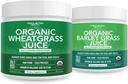 Organic Wheatgrass Juice Powder Plus Organic Barley Grass Juice Powder - USA dyrket i vulkansk Utah jord, begge rå form & 5.3 oz