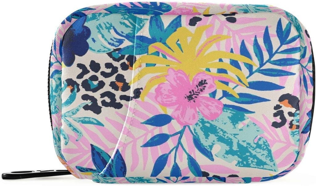 Pill Organizer Leopard Spots Palm blade Pill Box 7 Dag Pill Case Travel Pill Organizer Bag med lynlås Portable ugentlige sag Kompakt størrelse for vitamin supplement Holder