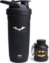Smartshake DC Comic Bundle - Batman Protein Shaker Flaske - 900ml Bladsikker rustfrit stål vandshaker med 50g Protein Powder Storage tragt