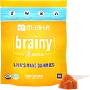 Mushie 100% Organic Lions Mane Mushroom Gummies - 2000mg (75mg A & B- Glucans) for Brain Health, Focus & Memory - 60 Organic Lions Mane Gummies for Voksne & Børn