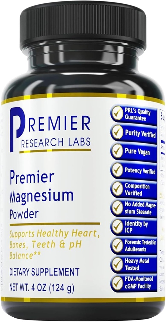 Premier Research Labs Magnesiumpulver - Magnesiumlactat supplement, Magnesiumpulver til søvn og sundhed, 400 mg per servering, til mænd og kvinder - 4 oz