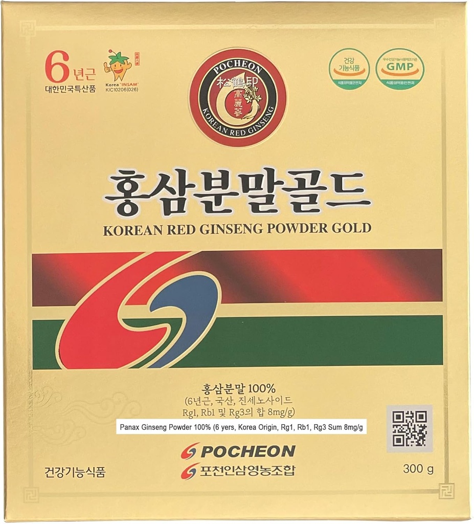 Pocheon 300g koreansk rød Ginseng pulver guld 6 År, Ingen tilsætningsstoffer 100% Pure, High Ginsenosid Panax, Naturlig immunforsvar