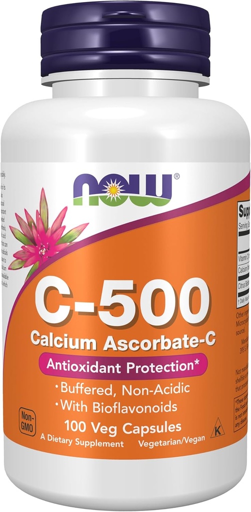 Now Foods Supplements, Vitamin C- 500 Calcium Ascorbat, Antioxidant Protection *, 100 Veg Kapsler