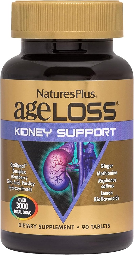 Nature Plus AgeLoss Nyre Support - 90 tabletter - med vitamin D3 & Magnesium - Vegetarisk, Gluten Free - 30 Servere