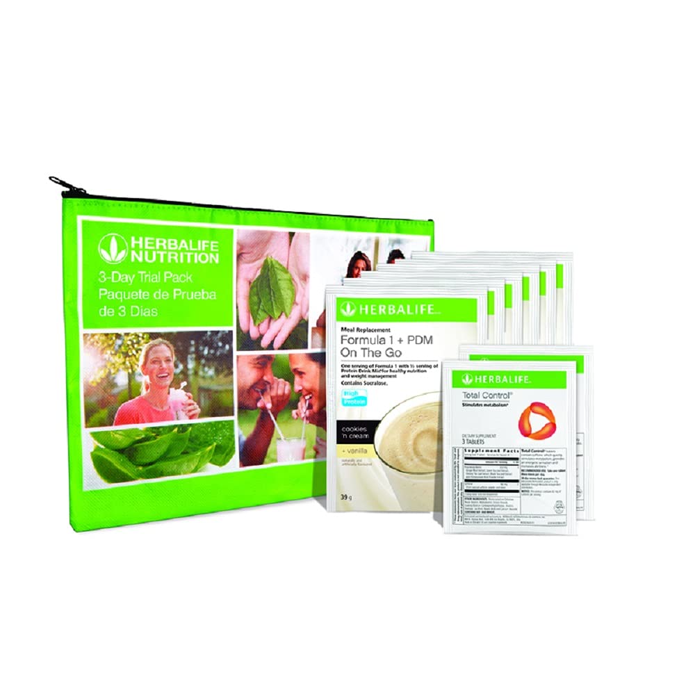 Herbalife HERBALIFE Trial Pack: Formel 1 + PDM På Go Protein for Energy and Nutrition, Sustain Tilfredsstillende Hunger, Excellent Kilde til Fiber, Øger Alerness med Total Control, Pack af 8