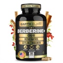 Earth Elixir 4- in-1 Berberine Supplement - Organic Berberine med Ceylon Cinnamon, CoQ10 Ubiquinol, og Resveratrol Powder - Metabolic & Cellular Energy Support, 180 Veganske kapsler
