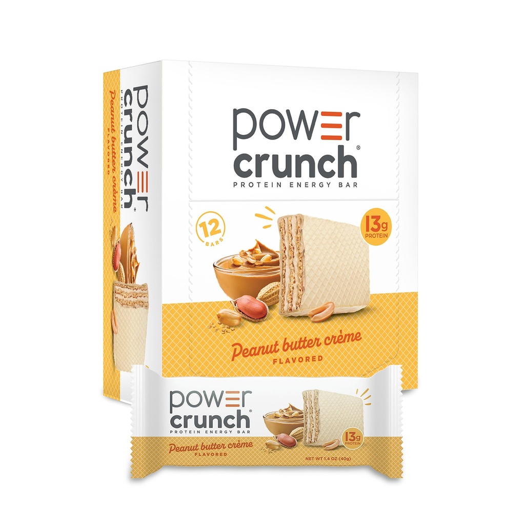 Power Crunch Protein Wafer Bars, High Protein Snacks med lækker smag, Peanut Butter Crème, 1.4 Ounce (12 Greve)