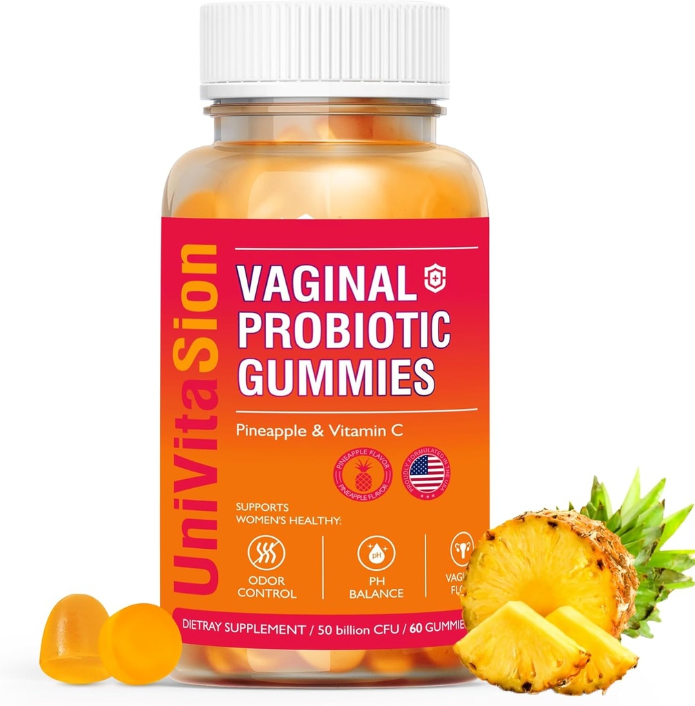 UniVitaSion Vaginal Probiotika Gummies for Women, 50 Millioner CFU 'er - PH Balance, Vaginal lugt, Vaginal Flora, Gær Infektion Behandling for kvinder, C-vitamin for immunforsvar, Hawaii Ananas Smag