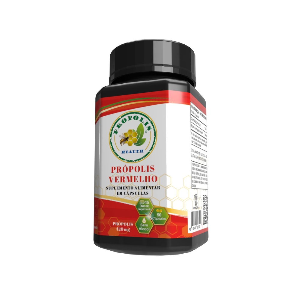 Propolis Health Red Propolis - Bee Red Propolis 90 Kapsler - Alkohol- Gratis Original og koncentreret Pure Propolis - 45-dages tillæg - Brasiliansk Red Propolis - 840mg Red Propolis