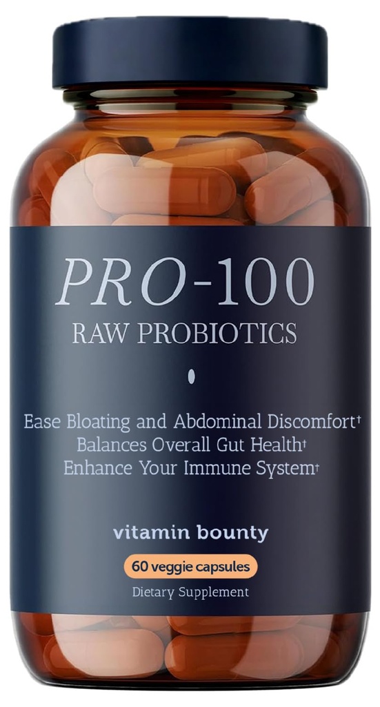 Vitamin Bounty Pro- 100 Probiotiske 100 Millioner CFU - 13 Strops til fordøjelsessygdomme & immunforsvar - Høj potens Probiotika til kvinder & mænd - Forsinket frigivelse kapsler til Gut sundhed - 60 Greve