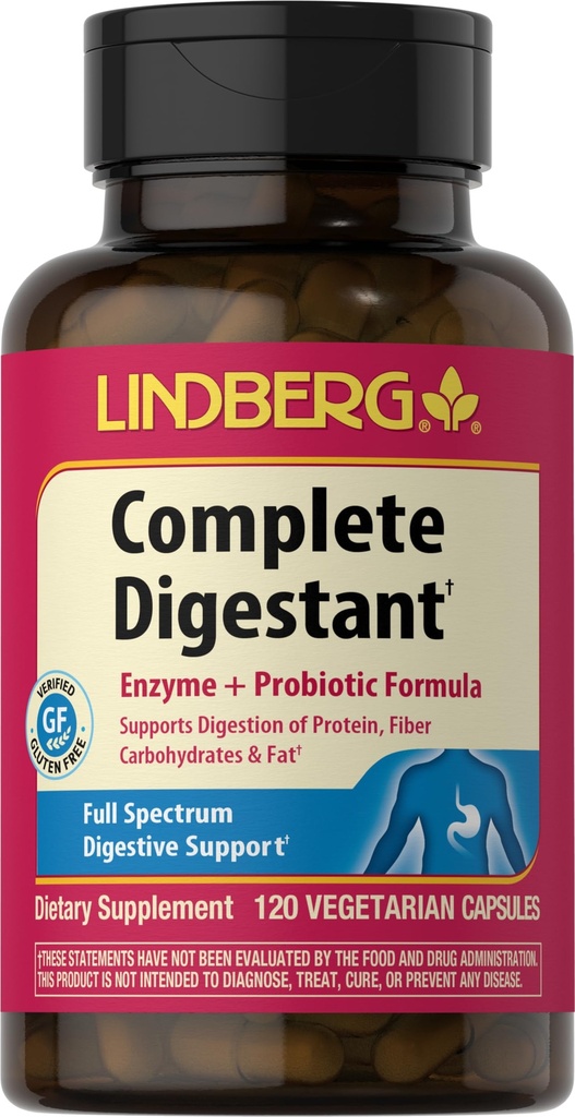Lindberg Complete Digitant Multi- Enzyme Formel med Pancreatin og Betain Hydrochlorid, 120 Kapsler