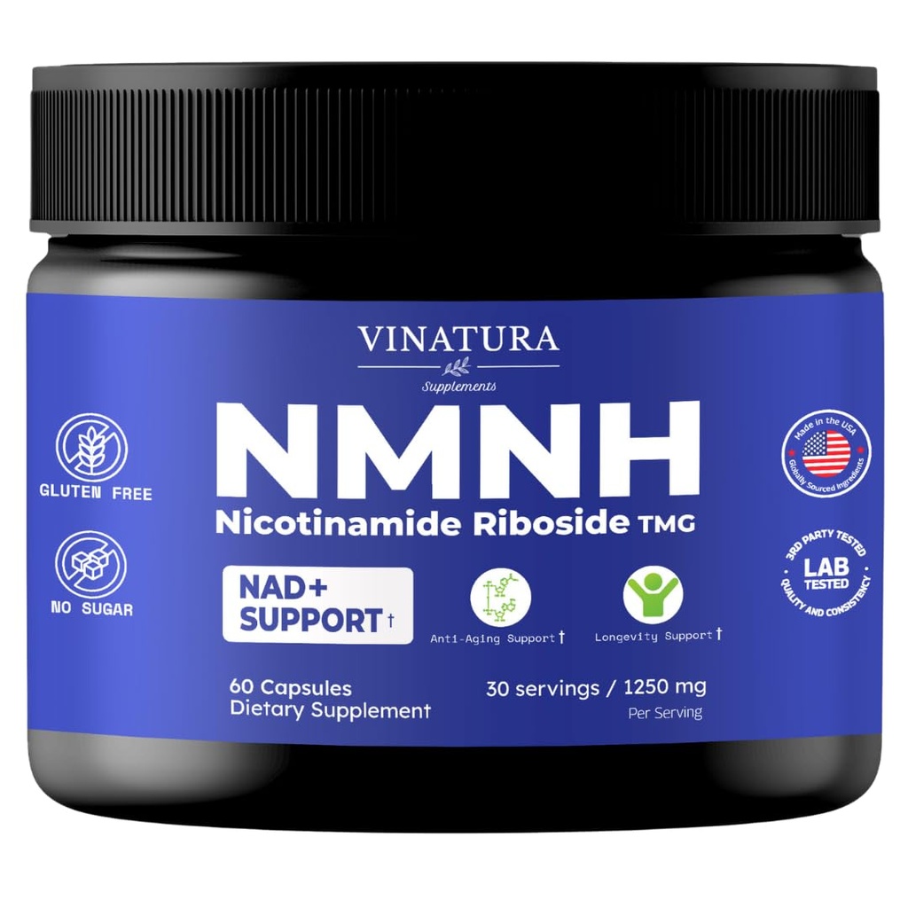 VINATURA NMNH (NMN Supplement Alternativ) Nicotinamid Riboside & TMG - NAD Supplement for anti- Aging - 60 kapsler