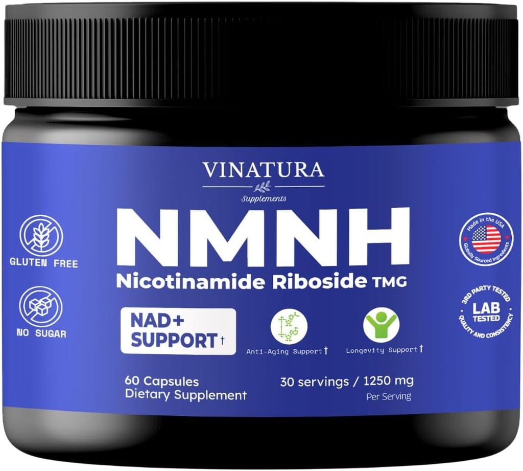 VINATURA NMNH (NMN Supplement Alternativ) Nicotinamid Riboside & TMG - NAD Supplement for anti- Aging - 60 kapsler
