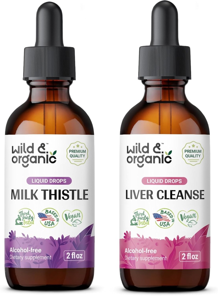 Wild & Organic Milk Thistle Tinktur 2 fl oz & Lever Rense Tinktur 2 fl oz