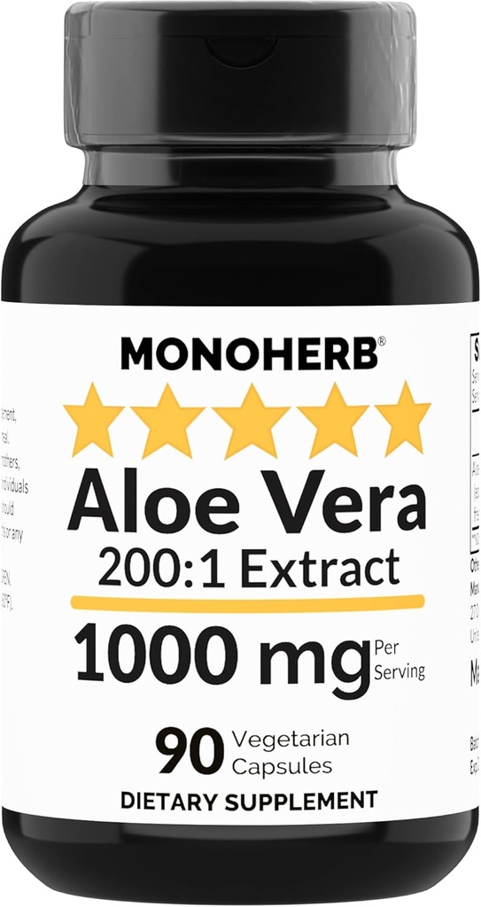 MONOHERB Aloe Vera 1000 mg - 200x Extract - 90 kapsler