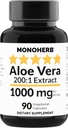 MONOHERB Aloe Vera 1000 mg - 200x Extract - 90 kapsler