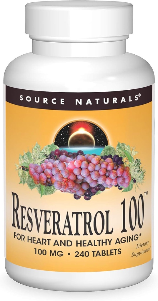 Kilde Naturals Resveratrol 100, for hjerte og sund aldring * - 100mg 240 tabletter