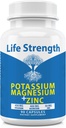 Livskraft Magnesium Kalium Kosttilskud + Zink 90 Kapsler til vaskulær sundhed - Høj Absorption Vegan, Naturlige ingredienser Supplement for ben kramper og søvn