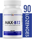 Stop Aging Now - MAX- B12 Lozenges 1000 MCG - Vitamin B12 1000mcg - Immunstøtte, Natural Energy and Brain Support Supplement - Understøtter stress Relief forordning - Natural Sleep Aid - 90 Lozenges