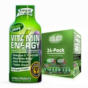 Vitamin Energy Focus + Extra Strength Energy Shot Grape 24 Pack, 260mg Natural Coffein, B- Vitamin, CoQ10, Aminosyrer, Focus, Produktivitet & Klarhed, Zero Sugar, Gluten- Free, 1,93 fl oz
